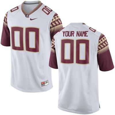 Mens Florida State Seminoles 2015 Nike White Customized Replica Football Jersey->customized ncaa jersey->Custom Jersey